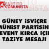 Güney İsviçre Komünist Partisinden Levent Kırca İçin Taziye Mesajı
