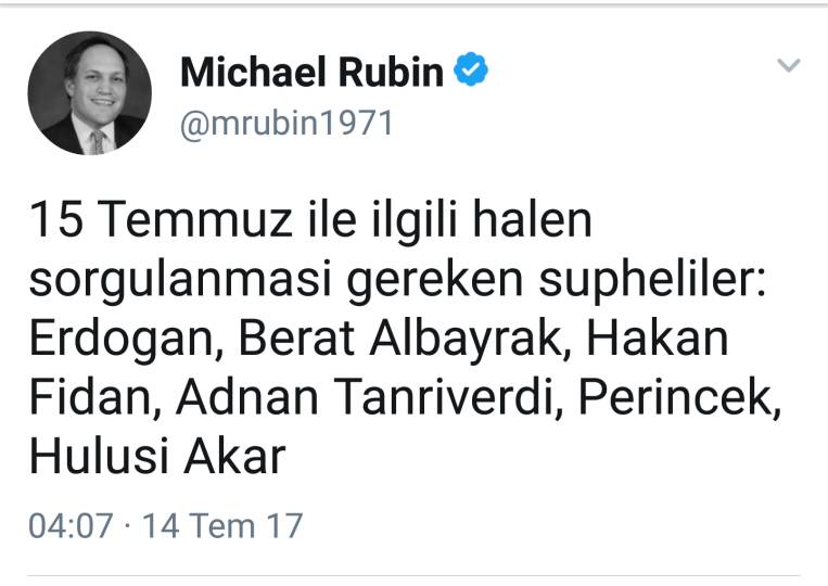Rubin geçmişte de Perinçek'i hedef almıştı.