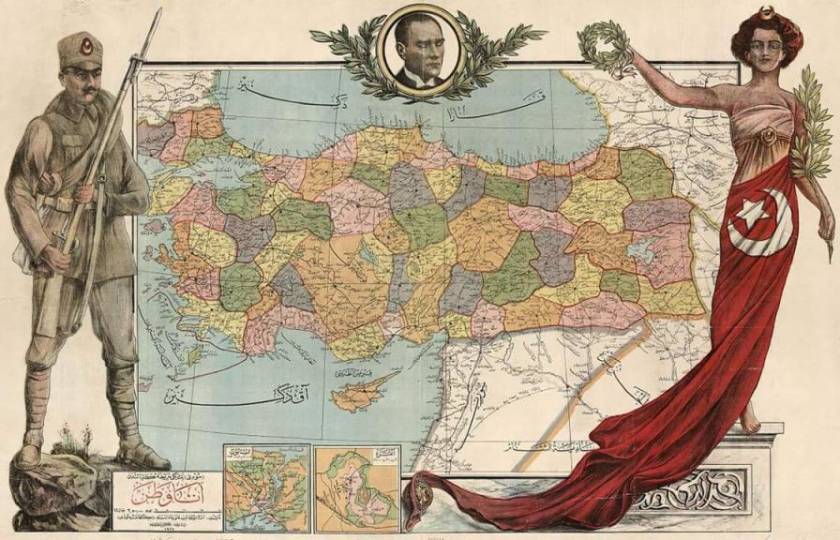 1927 Türkiye haritası. O zamandan bu zamana bekçisiyiz! İki koldan!